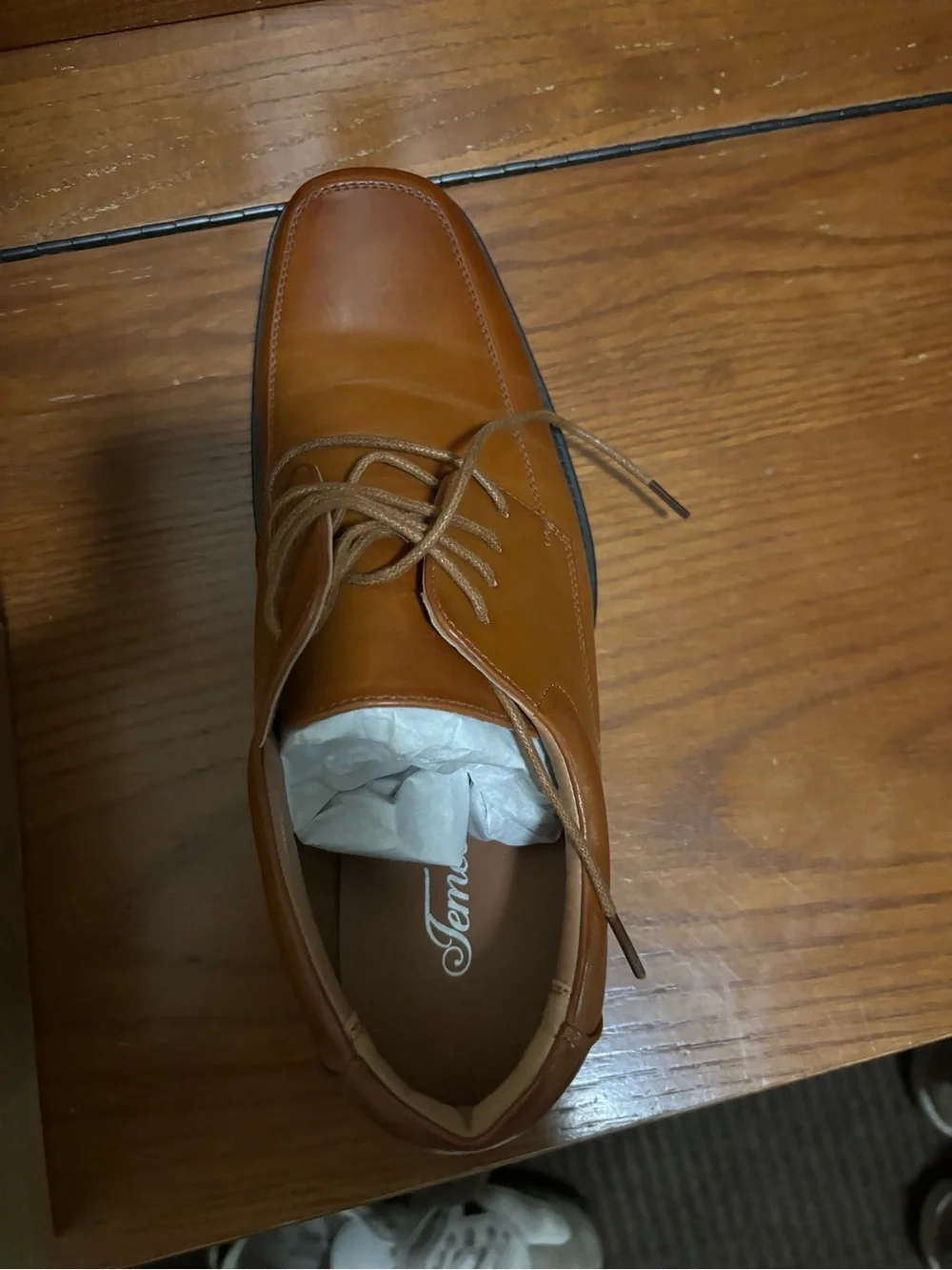 Men's Tan Leather Derby Dress Shoes - Sleek Lace-Up